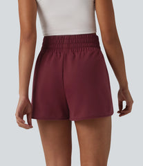High Waisted Curved Hem Casual Sweat Shorts 3'' with Pockets