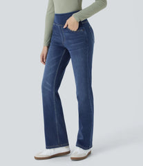 Halara Flex™ High Waisted Pockets Washed Casual Bootcut Jeans