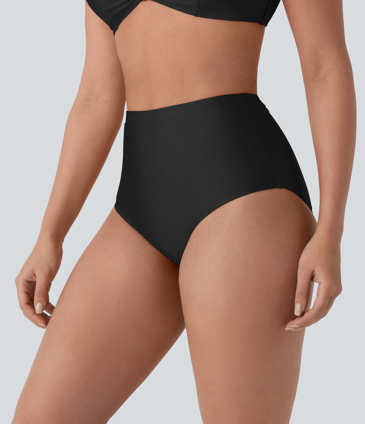 High Waisted Tummy Control Sheen Bikini Bottom Swimsuit