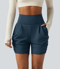 SoftlyZero™ Airy High Waisted Ruched InstantCool Yoga Shorts 5'' with Pockets