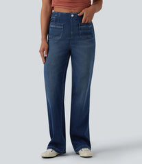 Halara Flex™ High Waisted Straight Leg Casual Jeans with Pockets