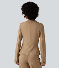 Round Neck Long Sleeve Slim Work Blazer