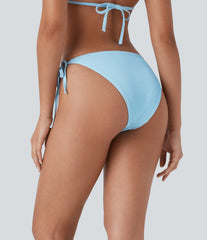 Ribbed Low Rise Tie Side Bikini Bottom Swimsuit