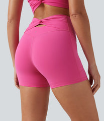 SoftlyZero™ Plush High-waisted Twisted-Back Yoga Biker Shorts 5'' with Pockets