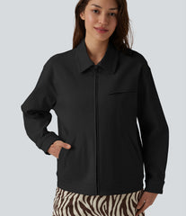 Long Sleeve Zipper Casual Jacket with Pockets
