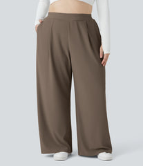 Halara Flex™ High Waisted Body Sculpt Waist-Slimming Pocket Wide Leg Micro Waffle Plus Size Work Pants