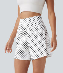 High Waisted 2-in-1 Polka Dot Yoga Shorts 5'' with Pockets