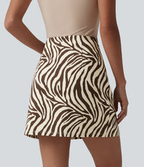 High Waisted A-Line Zebra Print 2-in-1 Casual Mini Skirt
