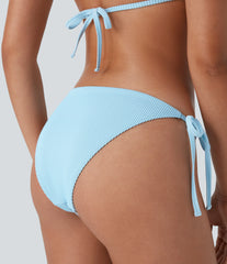 Ribbed Low Rise Tie Side Bikini Bottom Swimsuit