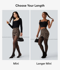 Halara UltraSculpt™ Leopard Print Crossover High Waisted 2-in-1 Bodycon Mini Skirt-Longer Length
